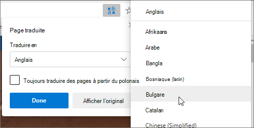Sélectionnez une langue à traduire
