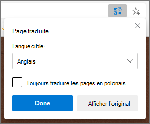 Panneau Traducteur Microsoft affichant le status de la traduction.