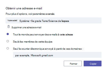 Obtenir une adresse de messagerie