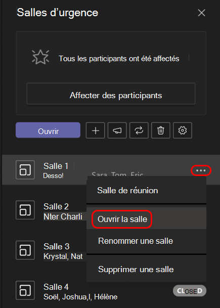 L’image montre comment ouvrir une salle de groupe unique.