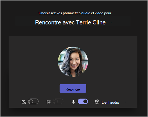 Capture d’écran de l’écran d’ouverture lorsque l’étudiant commence une réunion dans Microsoft Teams pour l’éducation.