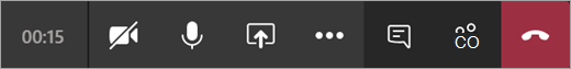 Capture d’écran montrant la barre d’outils de réunion Teams.