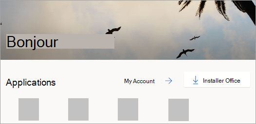 Capture d’écran de la page d’accueil d’Office.com après connexion