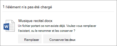 Une erreur de nom de fichier existe déjà dans l’interface utilisateur web OneDrive