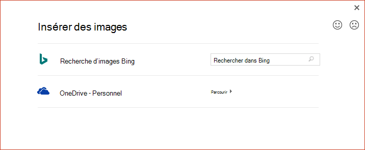 L’option OneDrive de la boîte de dialogue Insérer des images en ligne ne fonctionne plus comme prévu