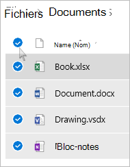 Capture d’écran de la sélection de tous les fichiers et dossiers dans OneDrive