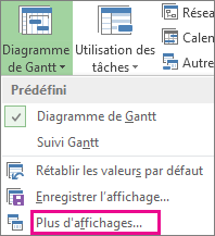 Menu Diagramme de Gantt