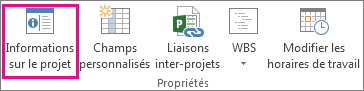 Informations sur le projet sous l’onglet Projet