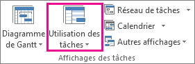 Bouton Utilisation des tâches sous le menu Affichage