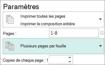 Configuration d’impression de plusieurs copies de votre composition sur chaque feuille.