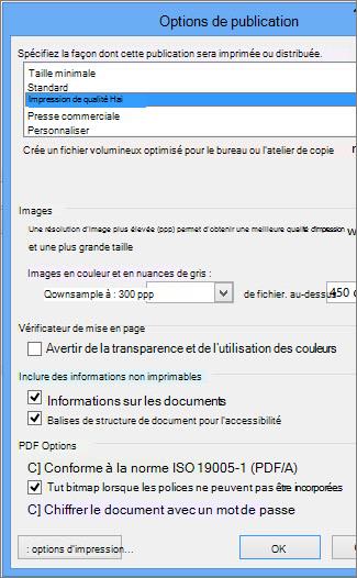 Options de publication