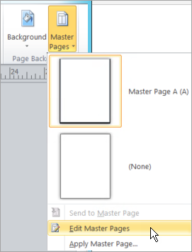 Sélection de Modifier les pages maîtres dans le menu Pages maîtres