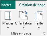 Groupe Mise en page dans l’onglet Création de page.