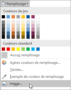 Capture d’écran de l’option Remplissage de l’image de Remplissage de forme sous l’onglet Mise en forme dans Publisher.