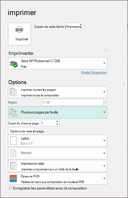Options d’impression pour les cartes de visite