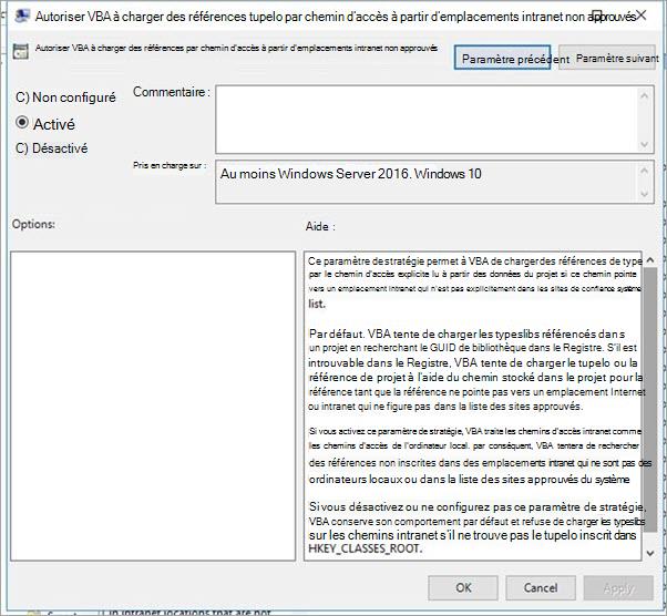 Paramètres de l’objet de stratégie de groupe
