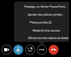 Commandes pièces jointes dans le menu Autres options