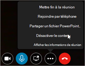 Exemple de désactivation ou d’activation du contenu de réunion