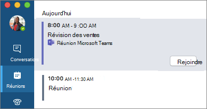 Réunion Teams sous l’onglet Réunions