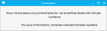 Message d’erreur indiquant que la stratégie est introuvable