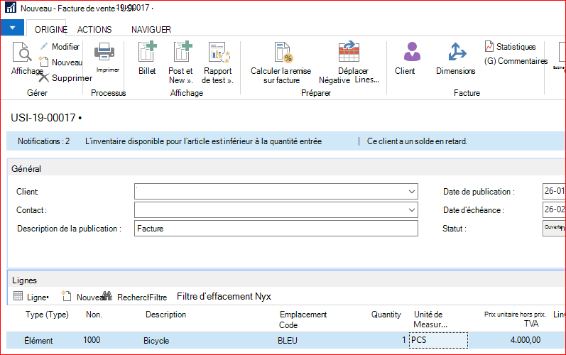 Créer et publier un document Vente ou Achat