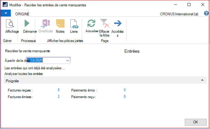 Modifier Recréer les entrées SII manquantes