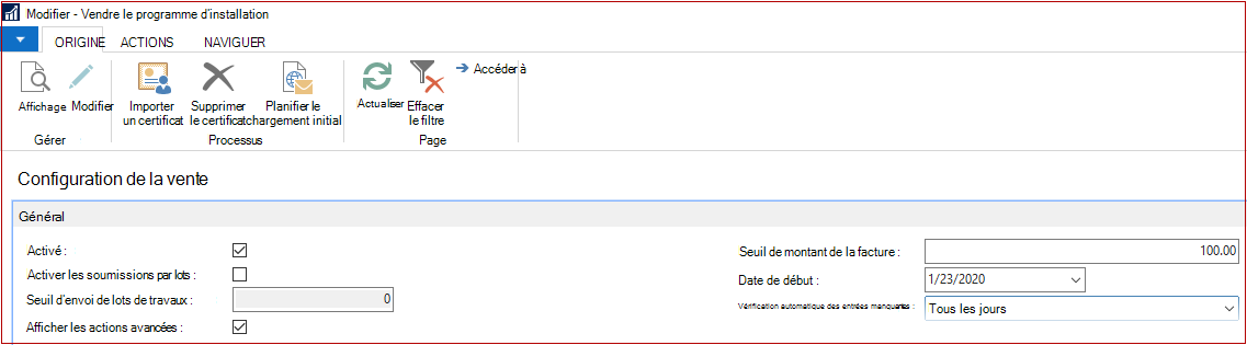 Modifier la configuration de SII