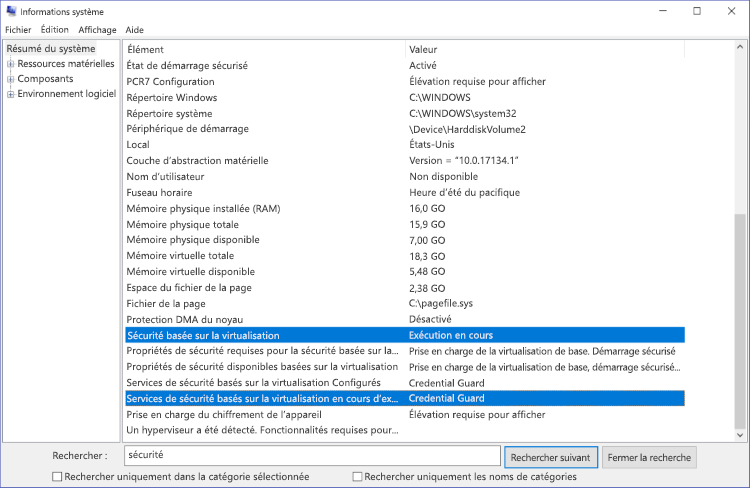 System Info window