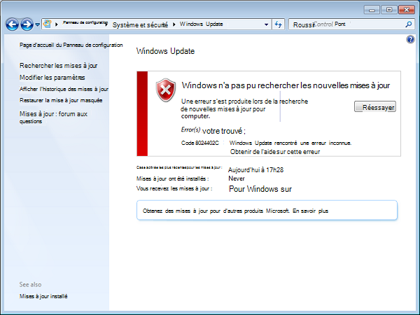 Error code 8024402c