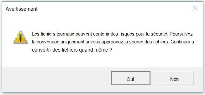 capture d’écran de l’avertissement