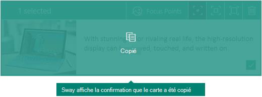 Confirmation pour une carte copiée dans Sway