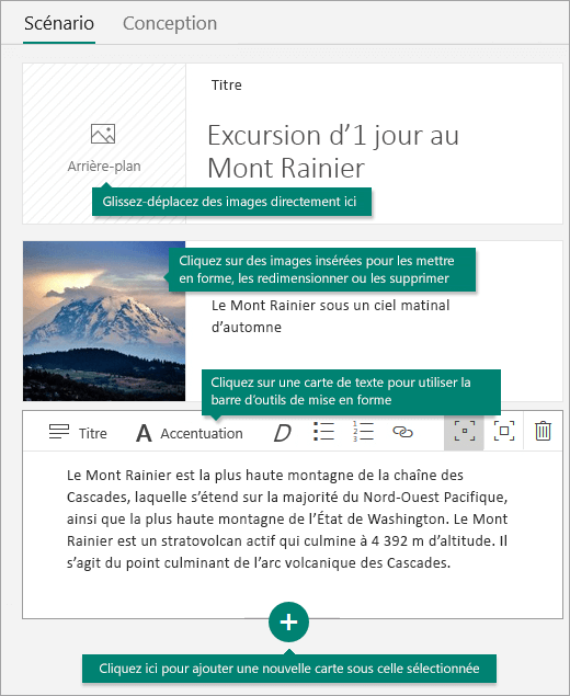 Ajouter des images et du texte au scénario