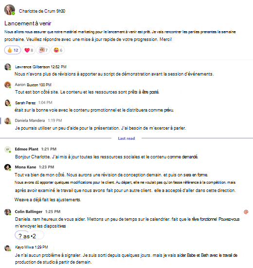 Vue complète d’une conversation de canal