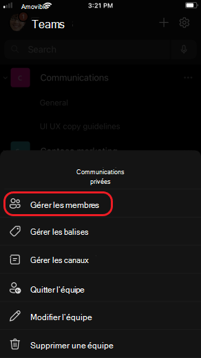 Gérer les membres de l’équipe iOS