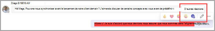 Sélectionnez d’autres réactions pour ajouter des emoji à vos réactions par défaut.