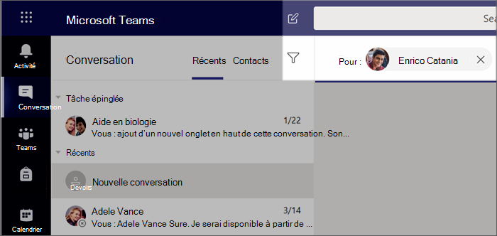 Démarrer une nouvelle conversation