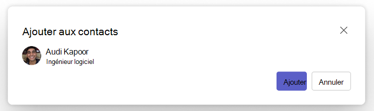 Capture d’écran du bouton Ajouter aux contacts dans People App