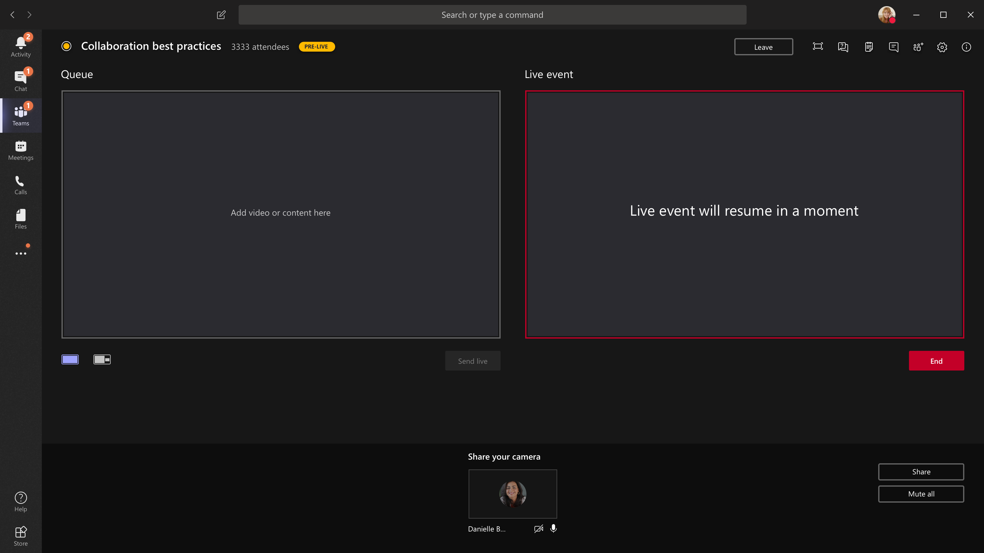 Événement en direct suspendu