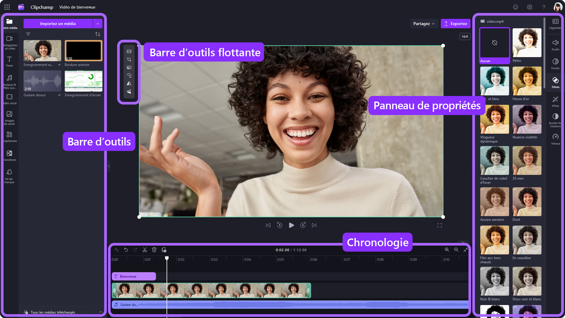 Image de l’application commerciale Clipchamp.
