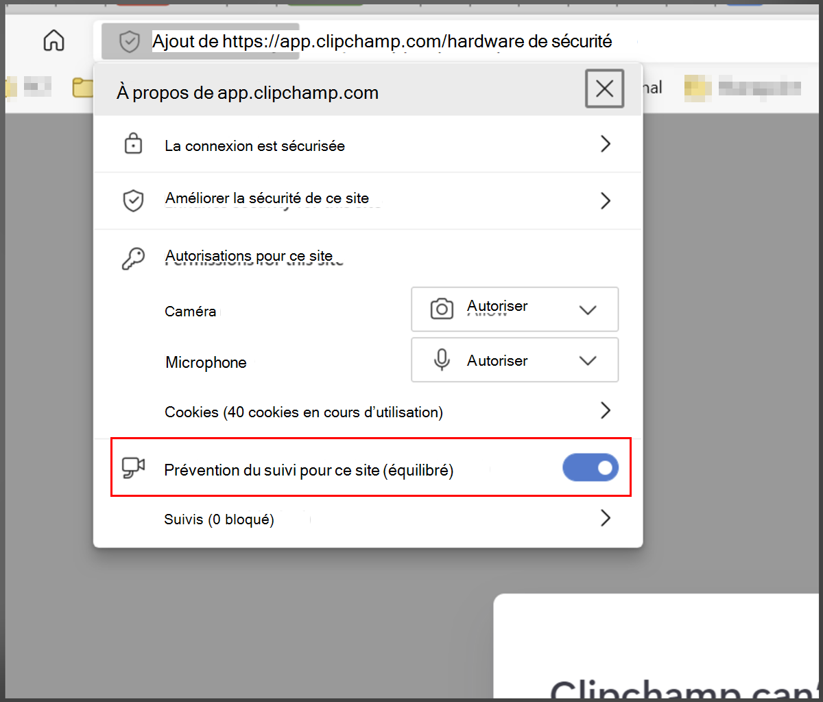 Sécurité ajoutée à Edge, liste verte Clipchamp 2