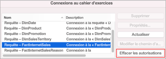 Suppression des informations d’identification enregistrées pour une connexion de données sur Mac