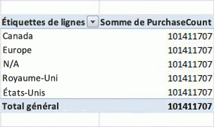 Exemple de tableau croisé dynamique