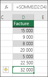 Excel affiche une erreur lorsqu’une formule ignore les cellules d’une plage