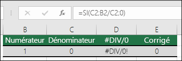 La fonction de gestion des erreurs telle que SI peut être utilisée pour couvrir les erreurs