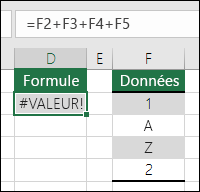 erreur #VALUE !