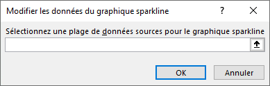 Entrez une plage de données source dans la boîte de dialogue Modifier les données sparkline.