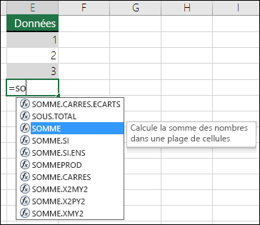 Saisie semi-automatique de formule Excel