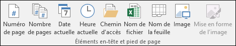 Onglet Création des en-têtes & pieds de page
