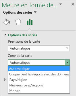 Graphique de carte Excel Options de zone de carte
