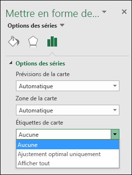 Options d’étiquette du graphique de carte Excel